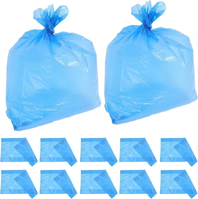 Veemoon 50pcs Large Tear-resistant Blue Plastic Trash Bags 80x100cm Thickened Garbage Liners for Kitchen Bathroom Commercial Use