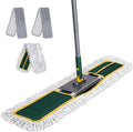 36 Commercial Mop Masthome Heavy Duty Industrial Mop for Floor CleaningCommercial Dust Mop with 3 Reusable Pads60”Long Handle Wet Dry Flat Mops for Hardwood Floors Marble Laminate Tile(Green)