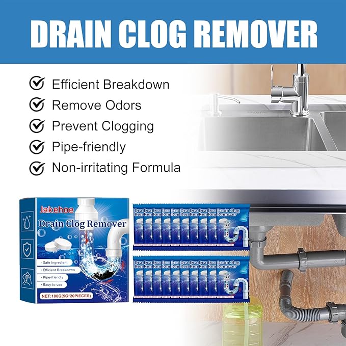 Drain Unclogger Effervescent Tablets for Toilets Floor Drains &amp Sewer Pipes - Instant Blockage Removal Grease &amp Hair Dissolver Odor Eliminator Drain Maintenance(1PCS)