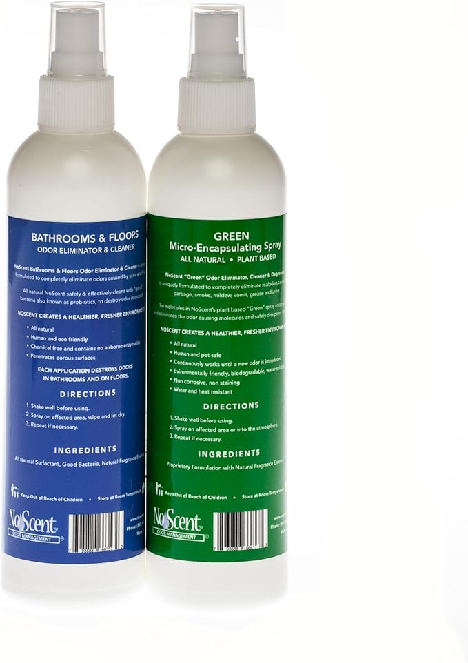 No Scent – Bathrooms &amp Floors Odor Eliminator and Green Micro-Encapsulating Spray – Freshening Spray – 8oz Multi-Pack (1 Bathrooms &amp Floors 1 Green Micro-Encapsulating)