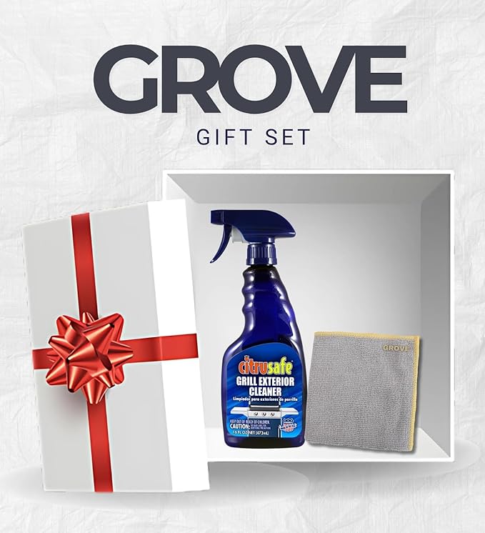 Citrusafe Grill Exterior Cleaner 16 oz Liquid – Bundle with Microfiber Cloth – Powerful BBQ Grill Cleaner for Outdoor Grills Removes Grease &amp Residue – Gift Set (2 Items)