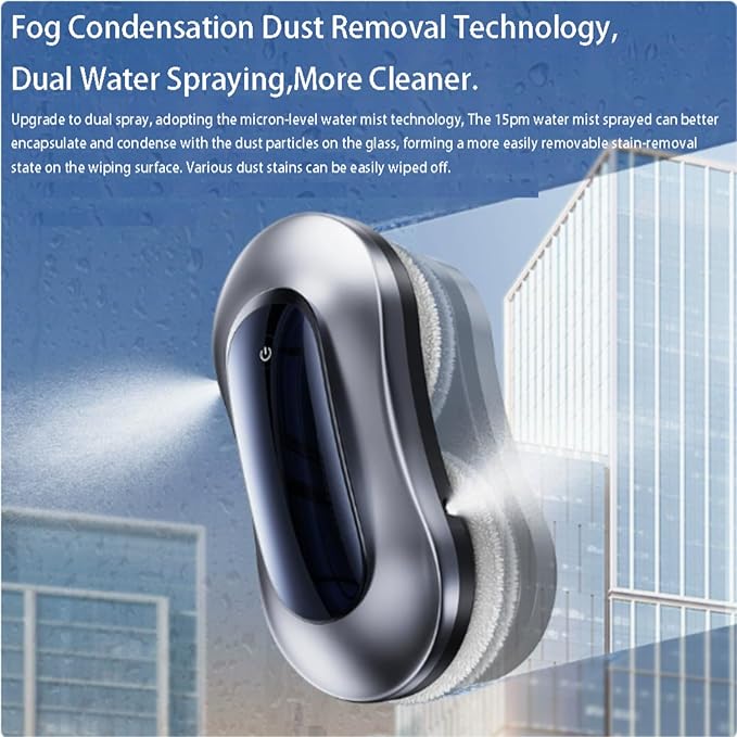 Bilateral Spraying Window Cleaning Robot - Automatic Home Window Cleaner with Triple Safety System Remote Control for All Smooth Surfaces (X11-UK Plug)