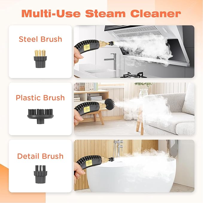 Handheld Steam Cleaner Electric Steam Cleaning Machine with 6 Stages Rotary Knob 50-400ML / MIN Steam Output for Air Conditioner Refrigerator Car Detailing (US Plug 110V)