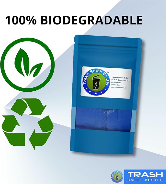 Trash Can Smell Eliminator Cover Odor Eliminating Bag Lemon Scented Durable Chemical Free 95 Gallon 3 Pack