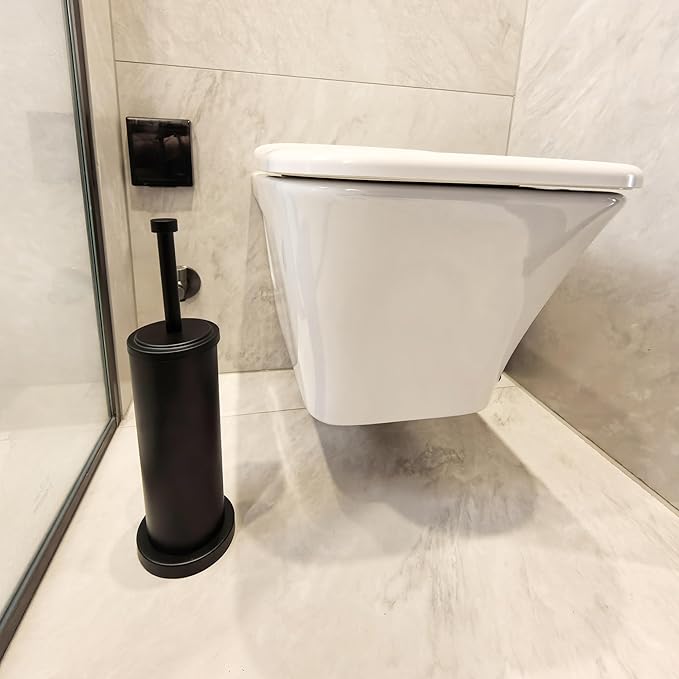 Matte Black Toilet Bowl Brush with Holder Durable Bathroom Cleaning Tool Modern Design for Easy Toilet Maintenance Bathroom Cleaner Brush for Efficient Cleaning and Hygiene