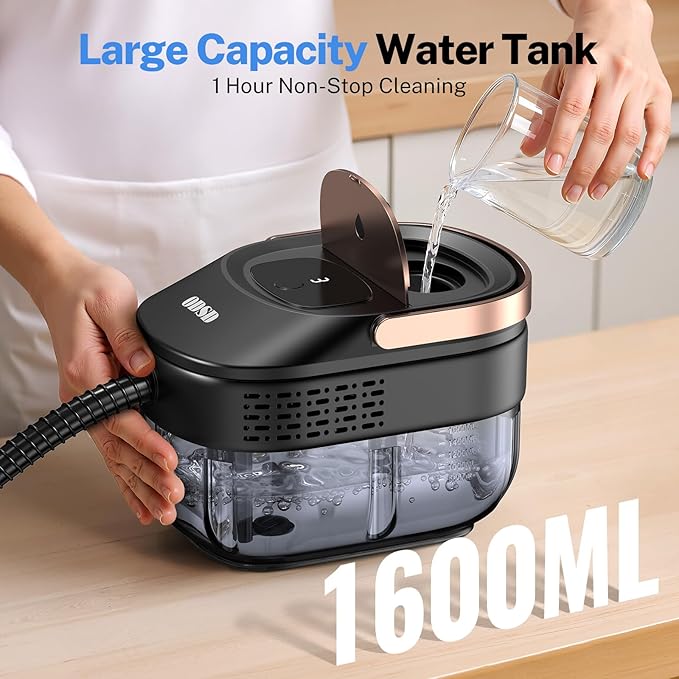 ODSD Steam Cleaner for Home &amp Car 3-Level Adjustable Steamer for Cleaning 15s Heat-Up &amp 1.6L Large Tank Handheld Steam Cleaner for Car Detailing Home Tile GroutFurniture with 15pcs Acce