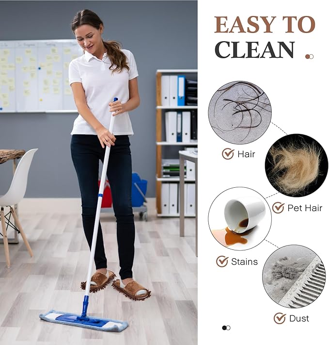 Jecery 4 Pair Washable Microfiber Mop Slippers Detachable Dusting Shoes for Floor Cleaning Office &amp Home Use Suitable for Women &amp Men(Brown BeigeM Size)