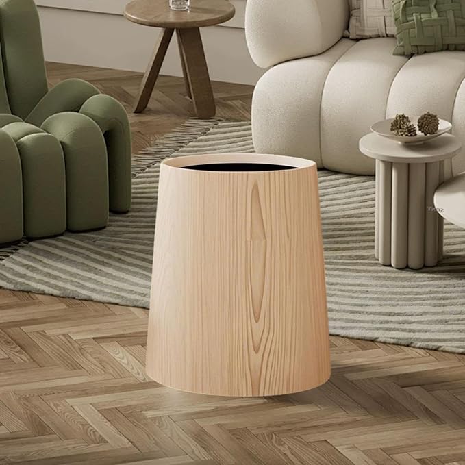 Household Trash Bin Bathroom Trash Can Reusable Stylish Removable Inner Wastebasket Toilet Paper Basket for Restroom Laundry L Wood