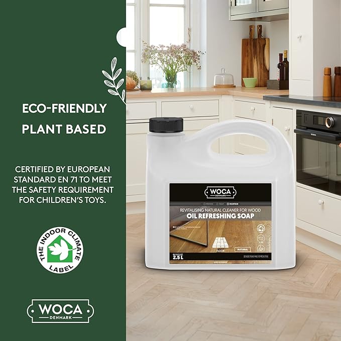 WOCA Oil Refreshing Soap (Oil Refresher) Natural 2.5L – Concentrated Cleaner for Oil-Treated Hardwood Floors Furniture Millwork Cutting Boards and Countertops.