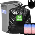23 Gallon Heavy Duty Trash Bags 1.1 Mil THICK 60 Count with 4 Innovative Flap Ties Compatible with Rubbermaid &amp Winco &amp United Solutions 23 Gallon Slim Jim Trash Can Tear &amp Leak Resistant