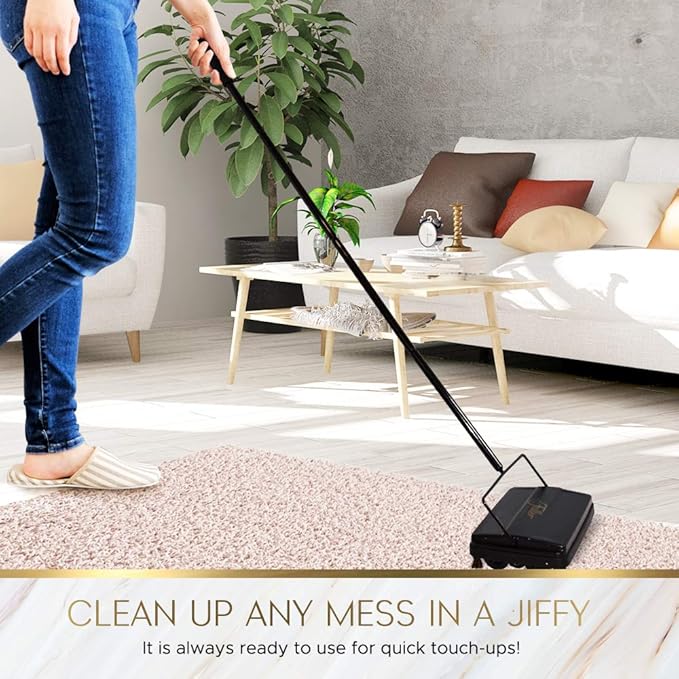 Fuller Brush 17029 Electrostatic Carpet &amp Floor Sweeper - 9 Cleaning Path - Lightweight - Ideal for Crumby Messes - Works On Carpets &amp Hard Floor Surfaces - Fresh Mint