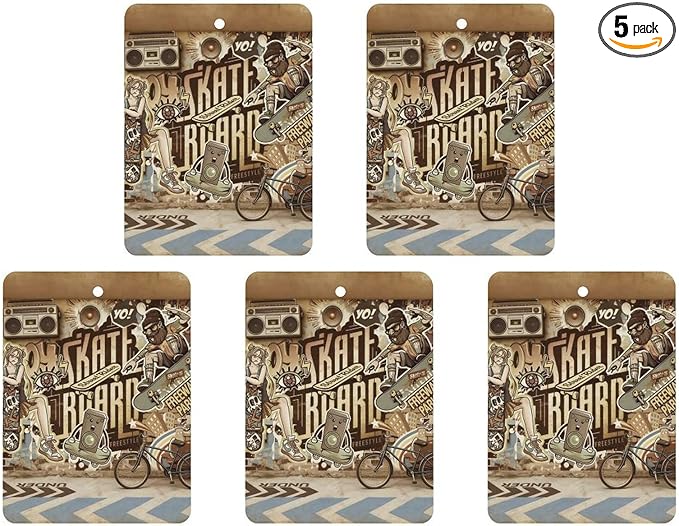 5PCS Car Air Freshener Hanging Personalized Double Sided Skate Duo Car Fresheners Long Lasting New Cars Scents Cute Automotive Freshies for Closets Drawers (tea)