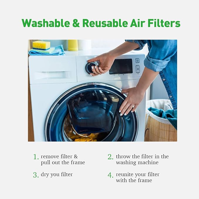 Reair 18x24x1 Air filter Washable and Reusable Air Filter 18x24x1 for AC HVAC Furnace MERV 8 Air Filters Machine Washable &amp Dryer Friendly AC Furnace Air Filter