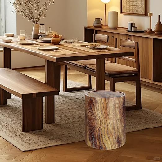 BESTOYARD Imitation Wood Grain Trash can with Lid - 12L Large Capacity Wastebasket for Home Office and Hotels for Living Room and Bedroom