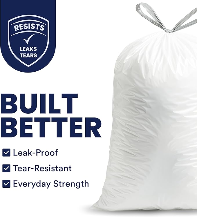 Plasticplace 8 Gallon Trash Bags │ 0.7 Mil │ Lavender and Soft Vanilla Scented Garbage Can Liners │ 22 x 22 (200 Count) White