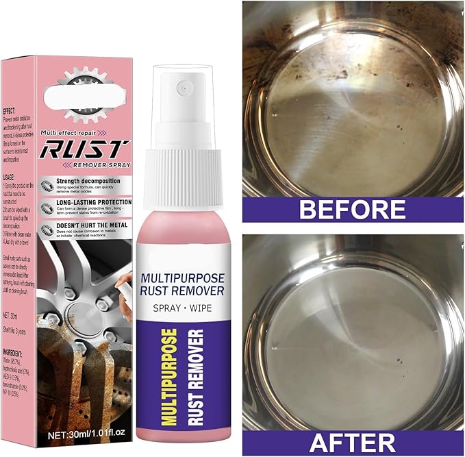 Multi-Purpose Rust Remover &amp Metal Polish Spray For Home Kitchenware Stainless Steel And Cars - Lubricate Protect And Restore Shine(3PCS)