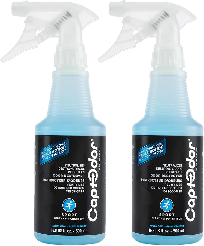 Sports Odor Destroyer Spray (2 x Bottles of 16.9oz / 500 ml) Sports Gear Odor Eliminator &amp Deodorizer Spray - Neutralizer &amp Refresher Spray For Protective Equipment Sportswear &amp Outdoor