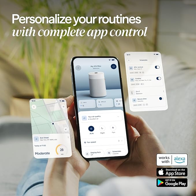 BLUEAIR Air Purifiers for Large Rooms Cleans 3048 Sqft In One Hour HEPASilent Smart Air Cleaner For Home Pets Allergies Virus Dust Mold Smoke - Blue Pure 211i Max