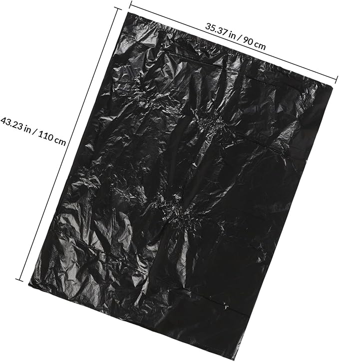 GARVALON Black Trash Bags 25pcs 90x110cm Thickened Plastic Garbage Bags for Kitchen Bedroom Bathroom Home Office Waste Liners
