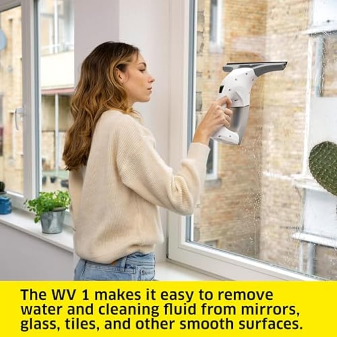 Kärcher WV 1 Electric Window Vacuum Squeegee 10 - Perfect for Showers Mirrors Glass and Countertops - Electric Squeegee
