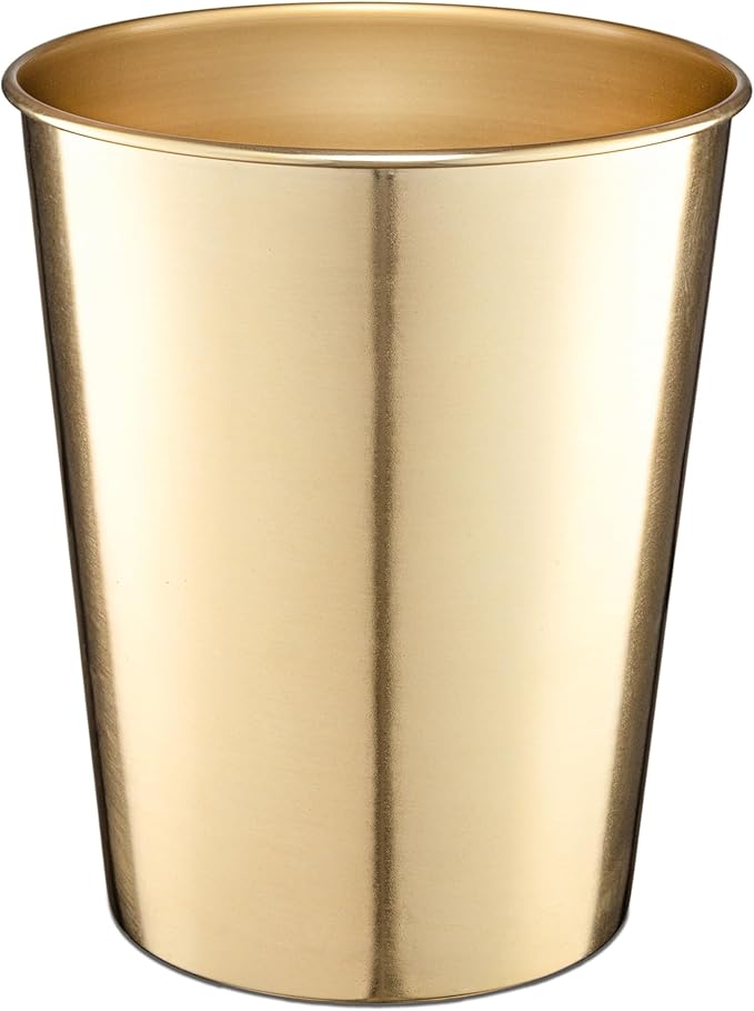 Monarch Abode Metal Bathroom Trash Can – Waste Basket for Bedroom Office Desk &amp Dorm Handcrafted Durable Decorative Brushed Gold Small Trash Can Bathroom Garbage Bin Wastebasket