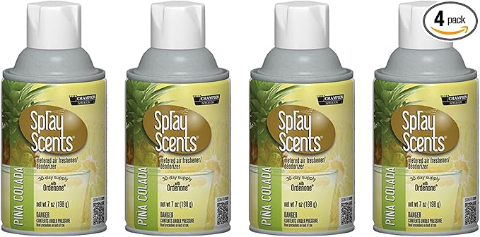 Champion Sprayon SprayScents Metered Air Freshener Refill 7 oz Odor Control Fragrance Pina Colada (4 Pack)