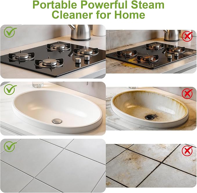 Handheld Steam Cleaner for Home 10s Fast Heat Up Steamer 1500W Portable Steam Cleaning with Dual Safety Lock.400ml Large Water Tank for Bathroom Toilet Kitchen Grout Window Car