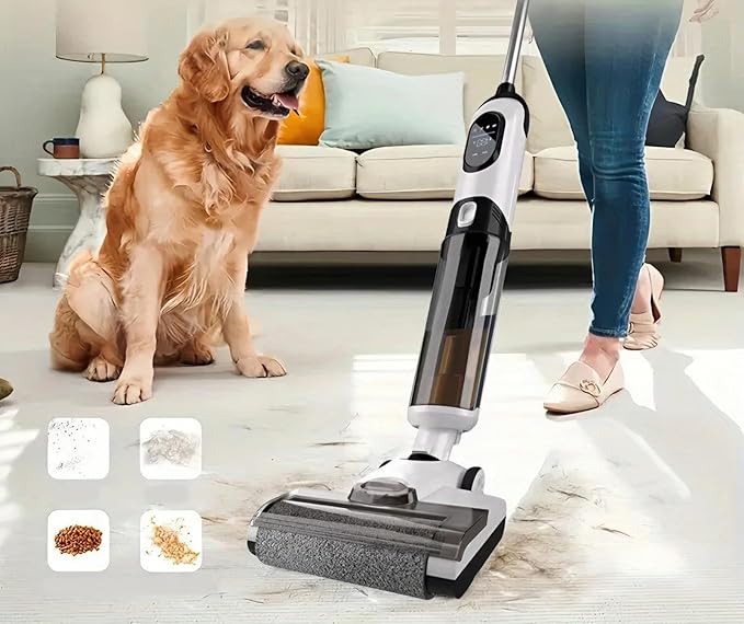 Cordless Wet and Dry Stick Vacuum Cleaner 170W Lightweight Rechargeable Floor Cleaner for Hard Floors and Low-Pile Carpets