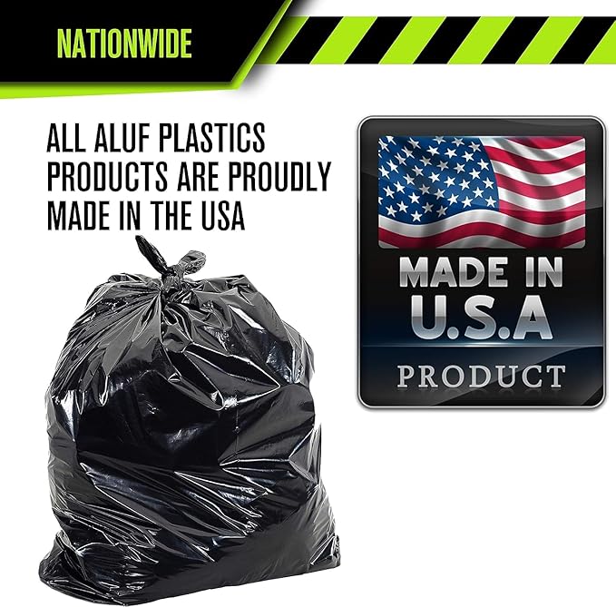 Aluf Plastics RCT-56 Star Sealed Coreless Rolls with E-Z Tie Flap Closure 56 gal Polyethylene 43 x 46 Black (Pack of 100)