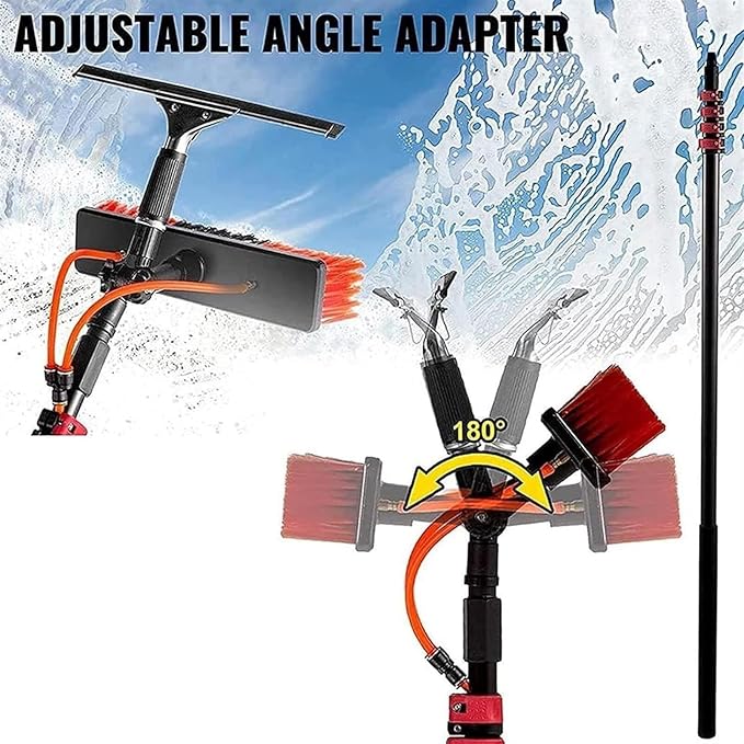 Telescopic Window Cleaner Window Cleaning Pole Water Fed Pole KitWindow Cleaning Brush Solar Panel Cleaning Tool Telescopic Brush Extendable Cleaner Water Fed Brush Spray Washer for Window