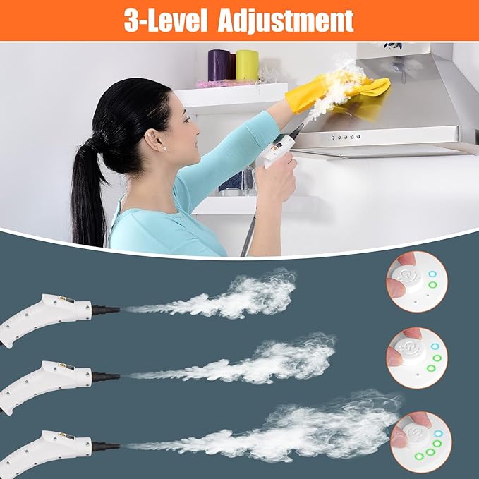 2500W High Pressure Steam Cleaner with One-Button Adjustment 15 in 1 Handheld Steam Cleaner for Home Multi-Purpose Portable Steamer for Car Detailing/Grout/Floor/Tile Dirt Remover Cleaning Tool