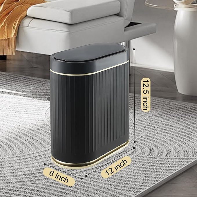 ELPHECO 2 Gallon Bathroom Trash Can with 120 Counts Trash Bags