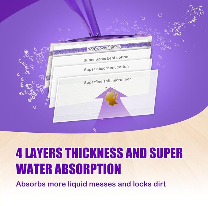50 Pack Wet Jet Pad Refills for Swiffer Wet Jet Mop Pads Wet Jet Mopping Pads for Multi Surface Floor Cleaning 4 Layers Thickened &amp Super Absorbent.