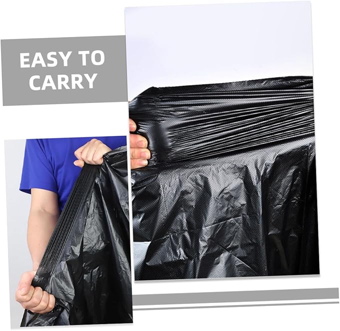 50pcs Extra Large Black Trash Bags 80x100cm Heavy Duty Contractor Garbage Bags for 100l Kitchen and Outdoor Waste Collection