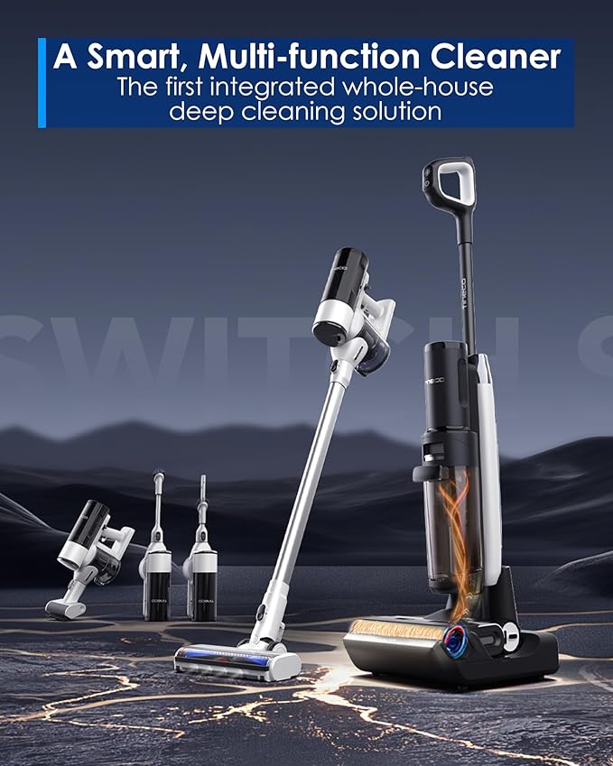 Tineco Floor ONE Switch S7 Wet Dry Vacuum Cleaner Smart Floor Washer Multi-Function Self-Cleaning Extended Battery Lifespan 65Min Runtime ZeroTangle Brush Dual-Edge Cleaning Whole-House Cleaning