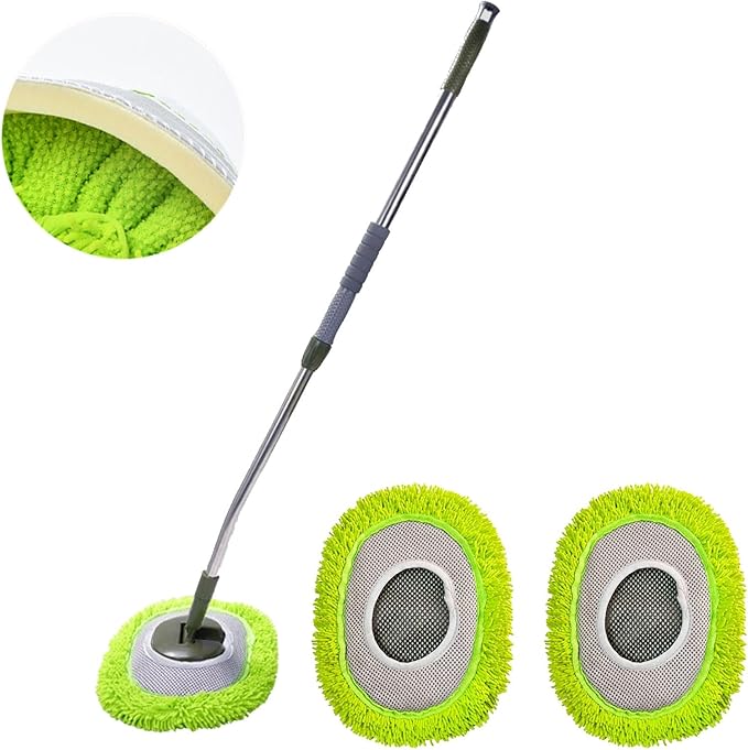 Limpia Techos De Casa Adjustable Long Handle Wall Cleaning Tool Microfiber Ceiling Duster with Extension Pole for High Walls (1pcsA+2)
