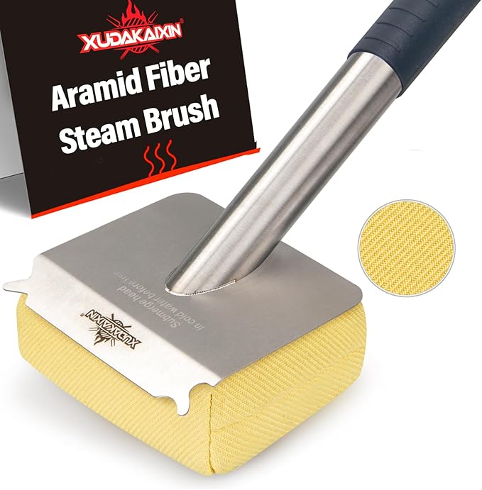 Grill Brush Bristle FreeBBQ Replaceable Scraper Cleaning HeadSafe Grill Accessories for Cast Iron Grates/Porcelain/Weber Gas/Charcoal GrillGrill Brush for Outdoor Grill-Yellow