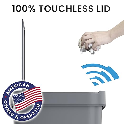 iTouchless Prime 13.2 Gallon Sensor Trash Can Slim and Space-Saving Durable Dent-Proof Construction Automatic Bin Great for Kitchen Home Office Business Garage Gray Color Plastic
