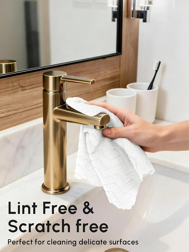 Microfiber Cleaning Cloths Roll 75 Pack Tear Away Microfiber Towels Roll 12 x 12 Lint Free Rags Reusable Cleaning Cloths Washable Scratch FreeUltra Absorbent Dish Rags(White Ripple)