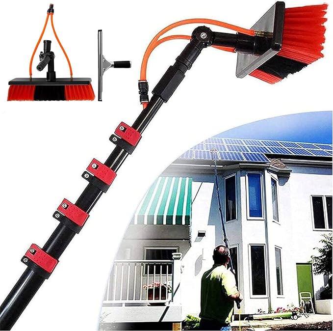 Telescopic Pole Kit Cleaning Brush24FT 30FT 36FT Window Cleaner Glass Solar Panel Cleaning System Washing Equipment ToolWater Fed Pole KitWater Fed Brush w/Squeegee9M#30FT