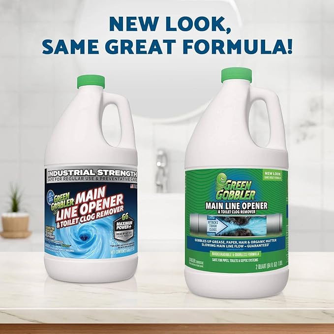 Green Gobbler Ultimate Main Drain Opener | Drain cleaner Hair Clog Remover | Works On Main Lines Sinks Tubs Toilets Showers Kitchen Sinks | 64 fl. oz.