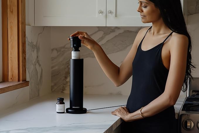 AromaTech New AroMini BT Plus Scent Diffuser w/Bluetooth – Cold-Air Diffusion Scent Machine for Home Office Hotel Spa – Nebulizing Diffusion System for Essential Oil Blends (Silver)