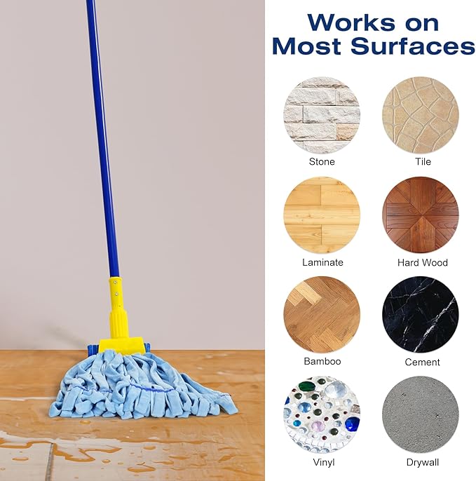 Matthew Microfiber Tube Mop(MeduimBlue12Pack) Heavy Duty Mop Head ReplacementExcellent AbsorbencyPremium launderabilityReusableLoop end for HomeCommercial&ampIndustrial Use