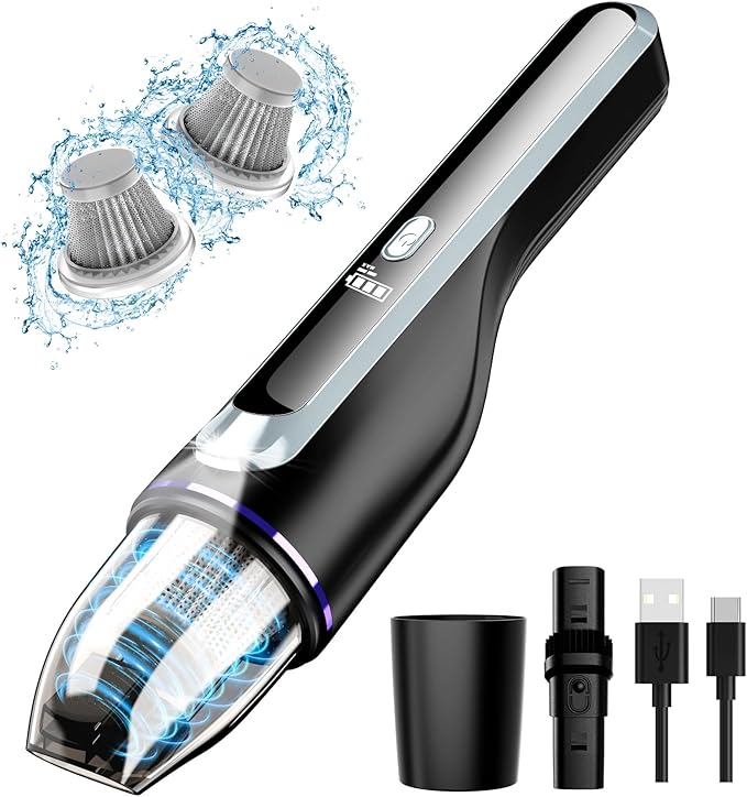 Handheld Vacuum Cordless - Car Vacuum with Brushless Motor &amp 14000Pa Powerful Suction 1.2lbs Lightweight LED Light Slim Mini Vacuum Cleaner for Car Home Office Pet