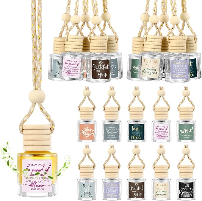 20 Pcs Employee Appreciation Gifts Bulk Empty Glass Car Air Freshener Hanging Diffuser Thank You Gifts for Employee Nurse Staff Dietician Social Worker Volunteer