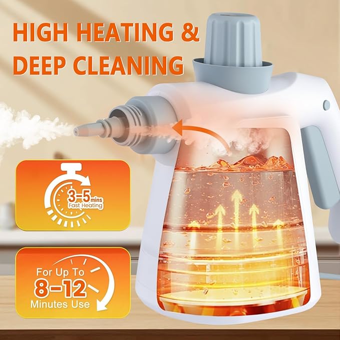 Pressurized Steam Cleaner Handheld Multi-Surface Steamer with 11 Accessories &amp Steam Lock 350ml Tank for Home Car Kitchen Bathroom Windows – Chemical-Free Deep Cleaning