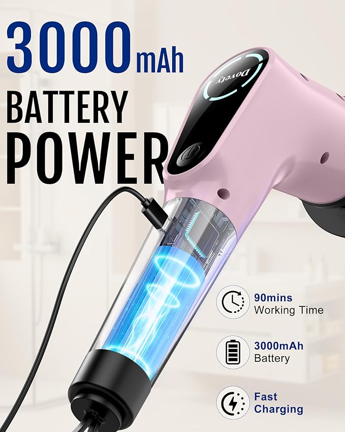 Dovety Electric Spin Scrubber Cordless Cleaning Brush Shower Scrubber with 8 Replaceable Brush Head Power Cleaning Brush with Extension Handle 2 Adjustable Speed for Bathtub Grout Tile Floor