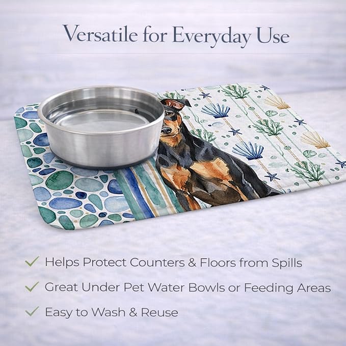 Caroline's Treasures Manchester Terrier Coastal Sea Glass Dish Drying Mat Absorbent Dish Drying Mat Pad for Kitchen Counter Dish Drainer Mat for Countertop 14 x 21 Multicolor