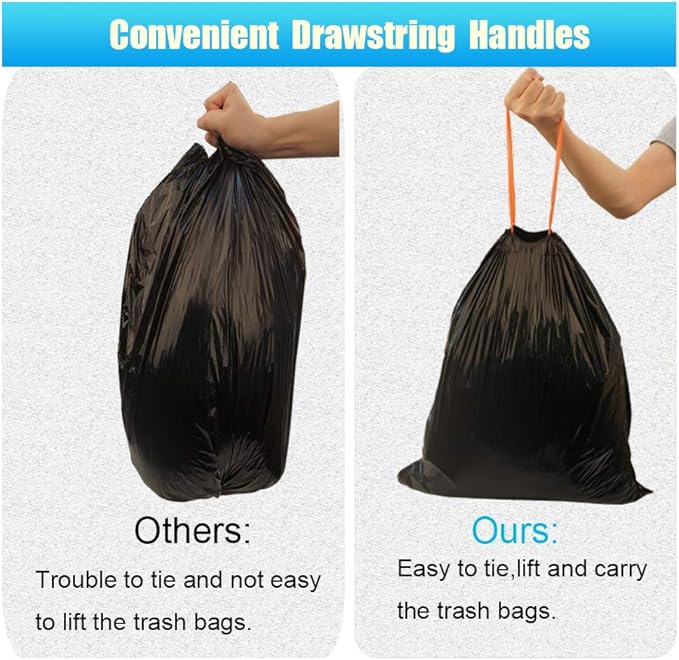 10 Gallon Drawstring Trash Bag Garbage Bag Trash Can Liner0.9 Mil90 Count (Black 10 Gallon)