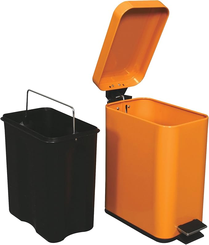 AZUMAYA Dust Box Can Storage Square Shape Comapct 1.3 GAL Brown Steel Shiny Coating Size 11.5 High LFS-076BR